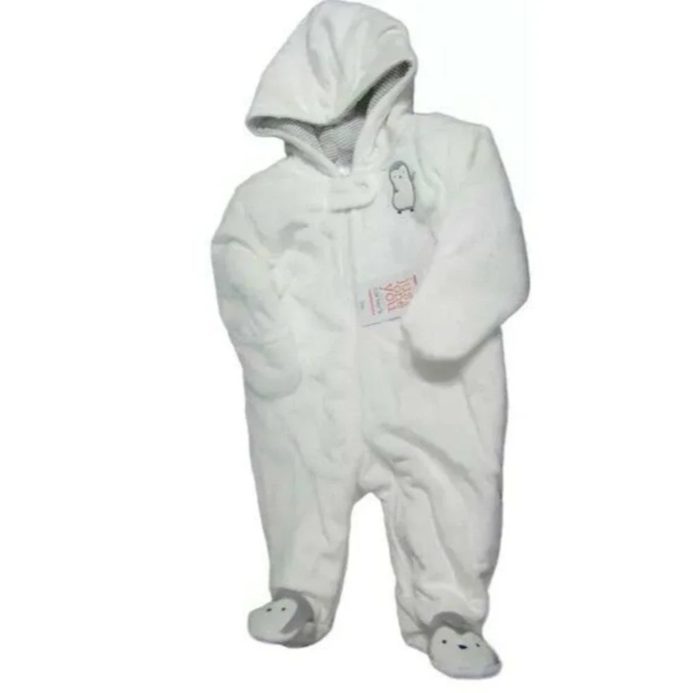 Carters Winter Bunting Snowsuit Baby 3m Pram Penguin Hooded One Piece Warm Soft